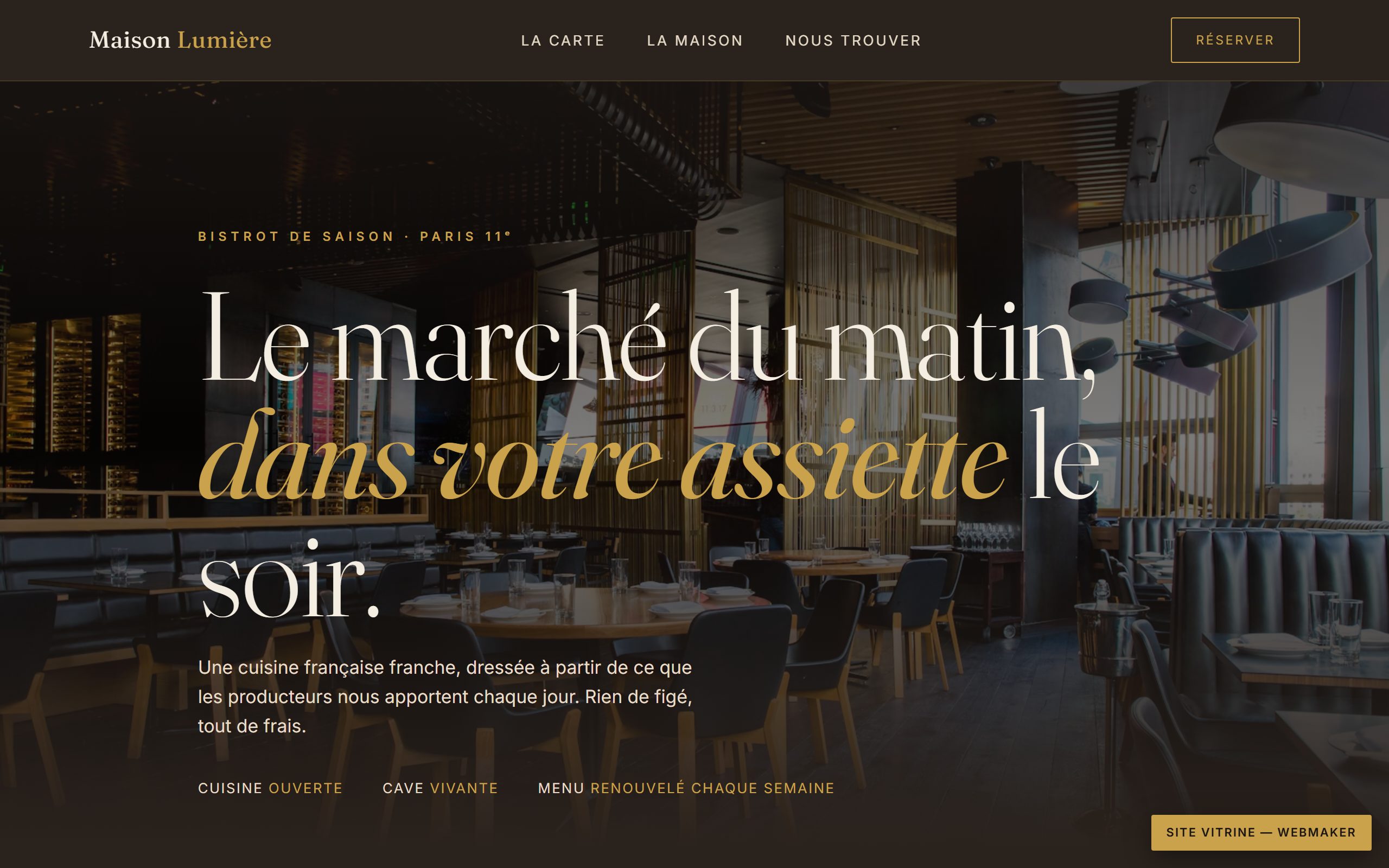 Site du restaurant Maison Lumière